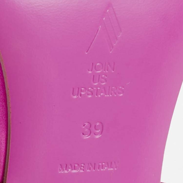 Pre Owned The Attico Pink Satin Ankle Wrap Sandals Size 39