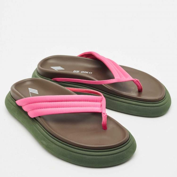 Pre Owned The Attico Pink Satin Thong Sandals Size 40