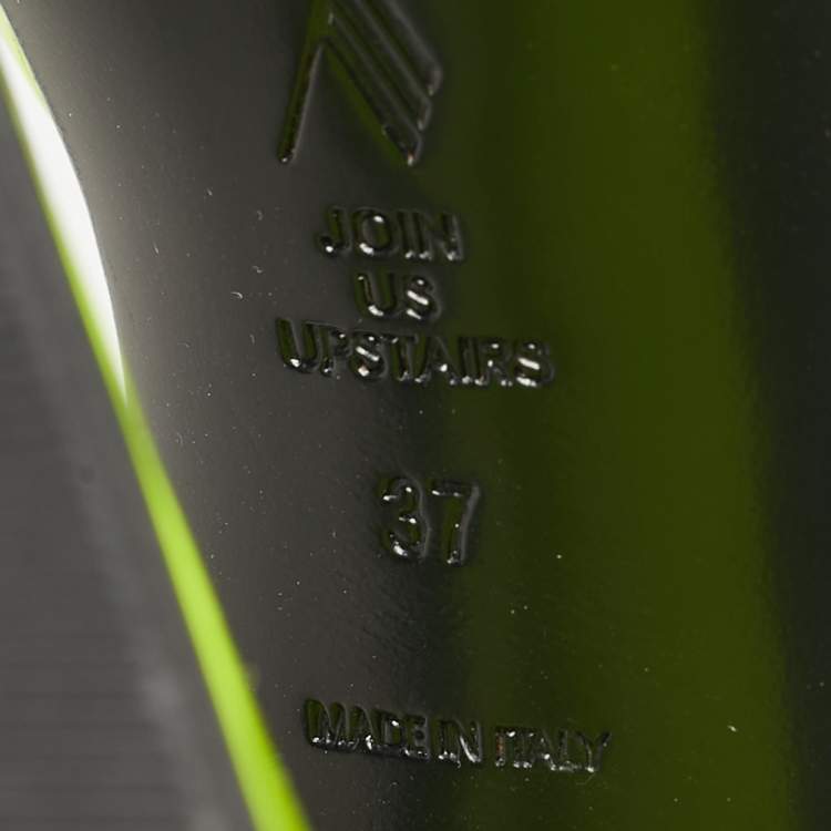 Pre Owned The Attico Green Patent Leather Devon Slide Sandals Size 37