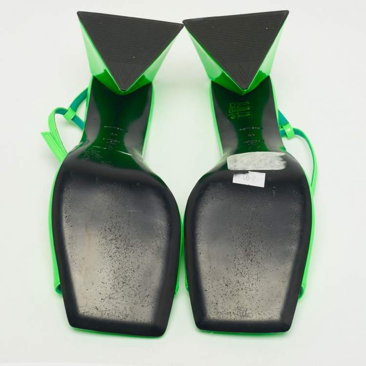 Pre Owned The Attico Green Patent Leather Piper Ankle Strap Sandals Size 40