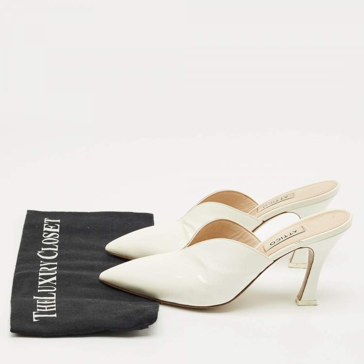 Pre Owned The Attico White Patent Leather Monica Mules Size 38