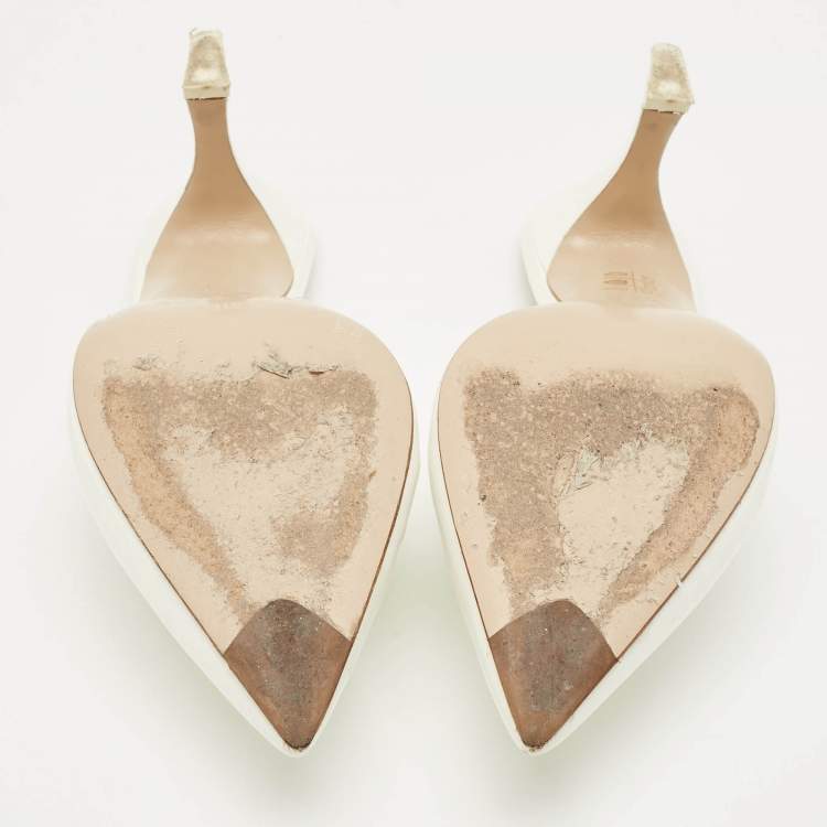 Pre Owned The Attico White Patent Leather Monica Mules Size 38