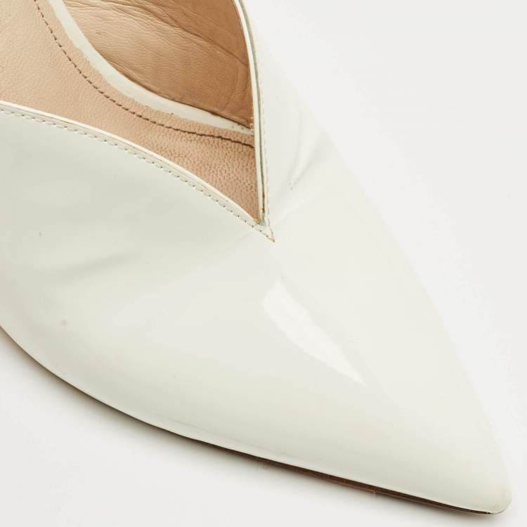 Pre Owned The Attico White Patent Leather Monica Mules Size 38