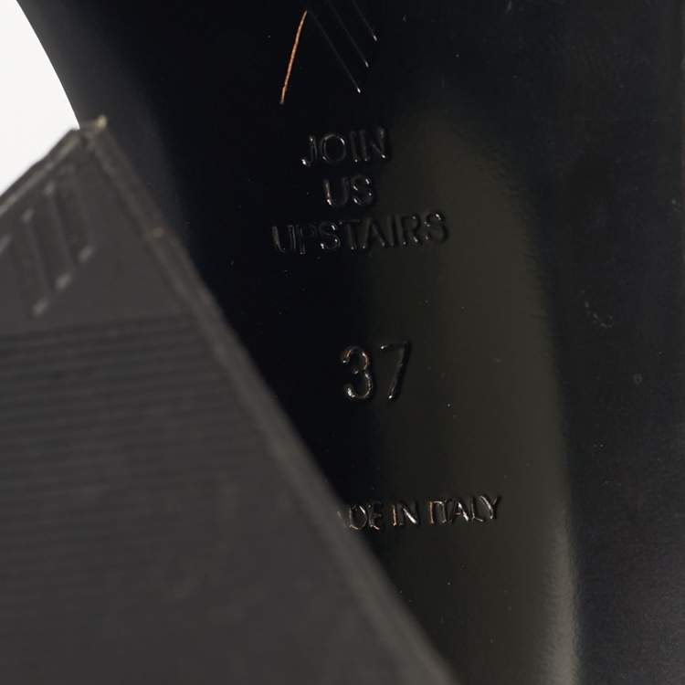 Pre Owned The Attico Cream Patent Devon Ankle Strap Sandals Size 37