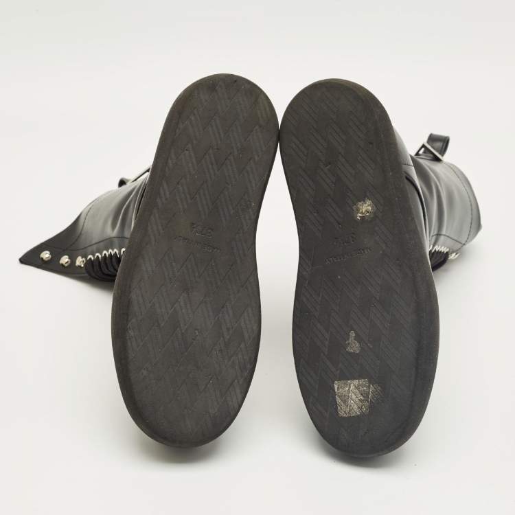 Pre Owned The Attico Black Leather Selene Mid Calf Boots Size 37.5