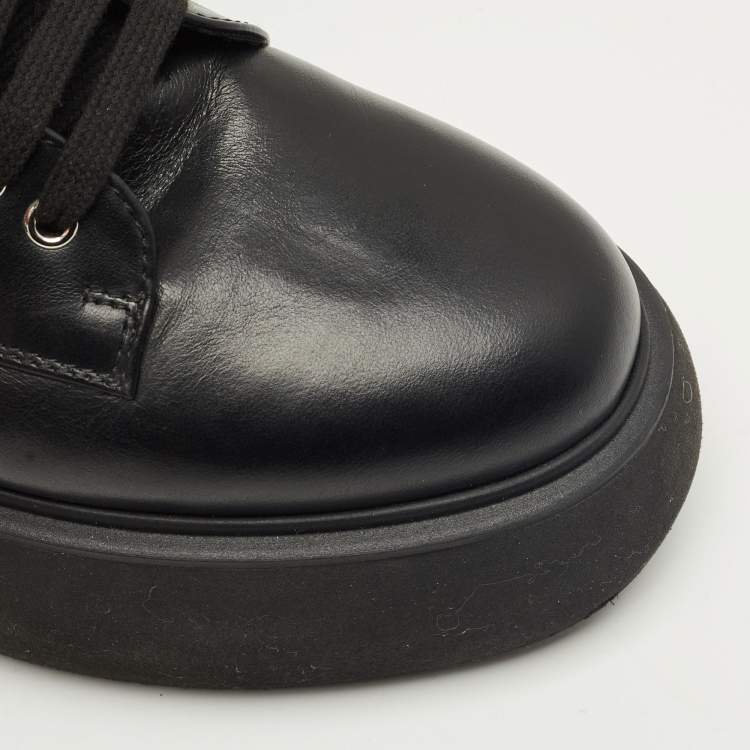 Pre Owned The Attico Black Leather Selene Mid Calf Boots Size 37.5