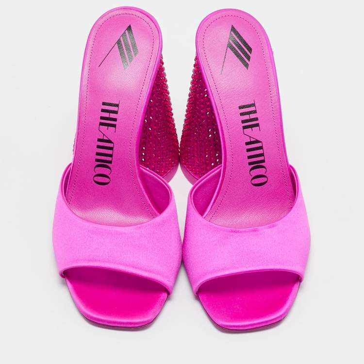 Pre Owned The Attico Devon Size 35.5 Pink Satin Slide Sandals