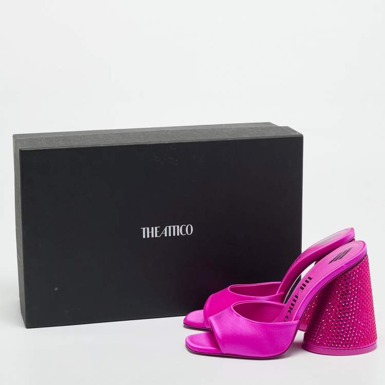 Pre Owned The Attico Devon Size 35.5 Pink Satin Slide Sandals