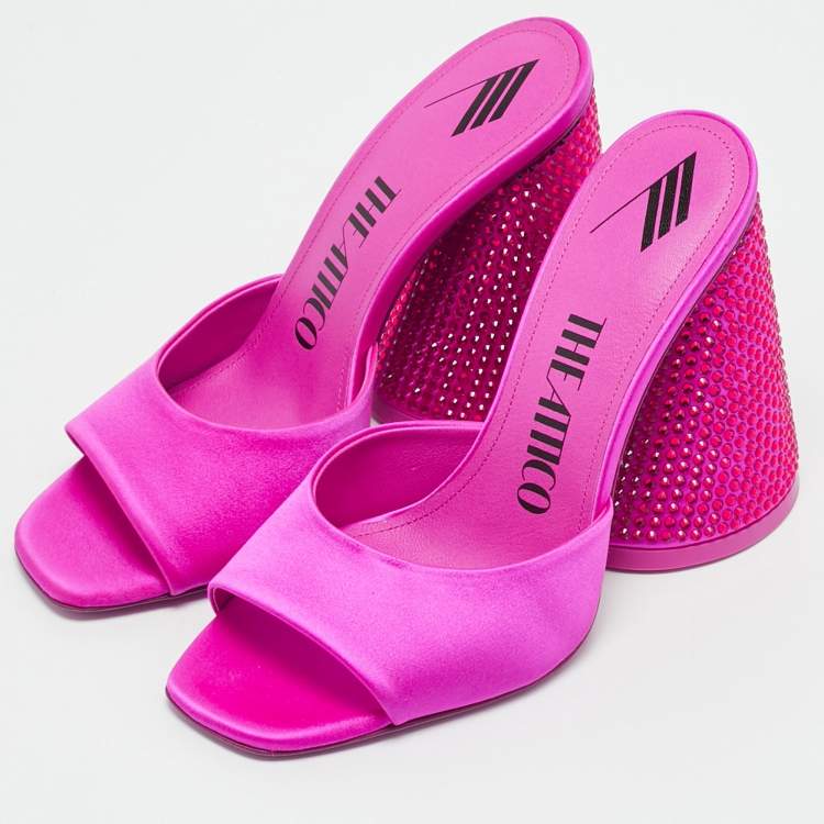Pre Owned The Attico Devon Size 35.5 Pink Satin Slide Sandals