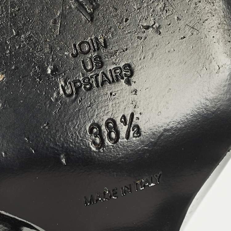 Pre Owned The Attico Cheope Size 38.5 Black Patent Leather Wedge Pumps