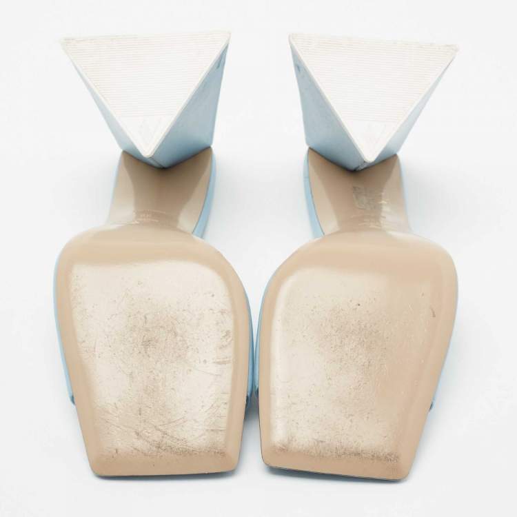 Pre Owned The Attico Sky Blue Leather Devon Open Toe Sandals Size 39
