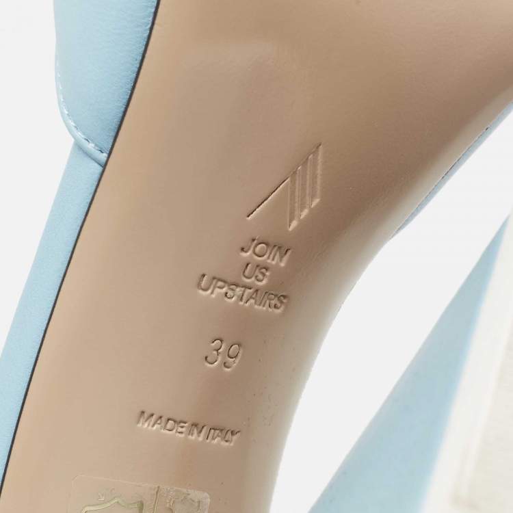 Pre Owned The Attico Sky Blue Leather Devon Open Toe Sandals Size 39