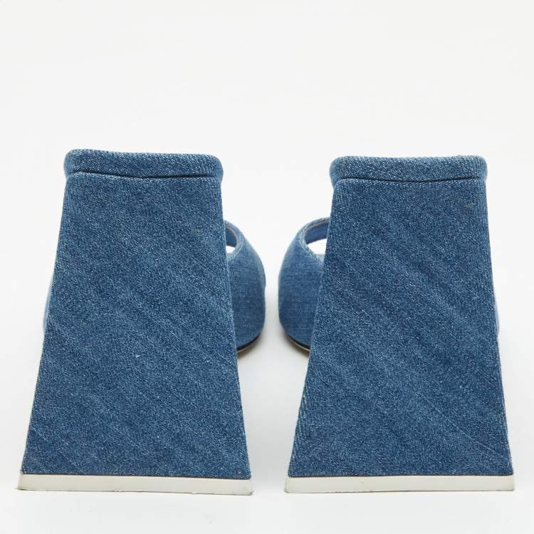 Pre Owned The Attico Blue Denim Devon Slide Sandals Size 39