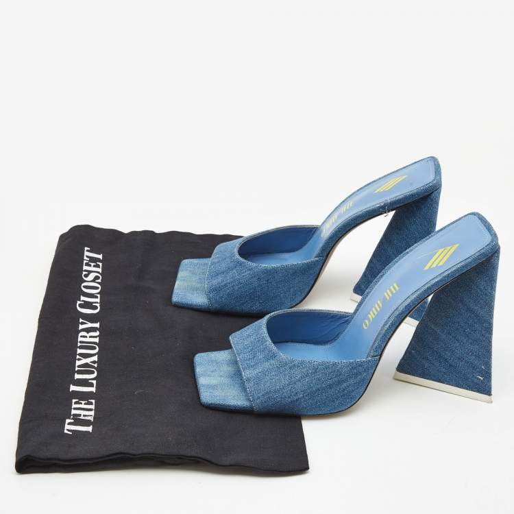 Pre Owned The Attico Blue Denim Devon Slide Sandals Size 39