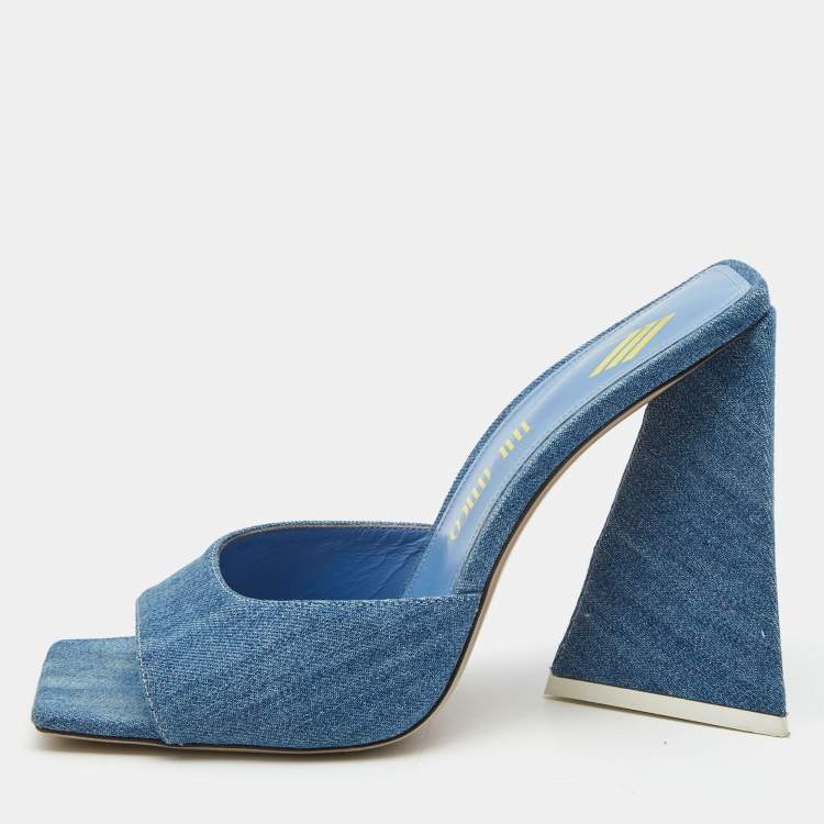 Pre Owned The Attico Blue Denim Devon Slide Sandals Size 39