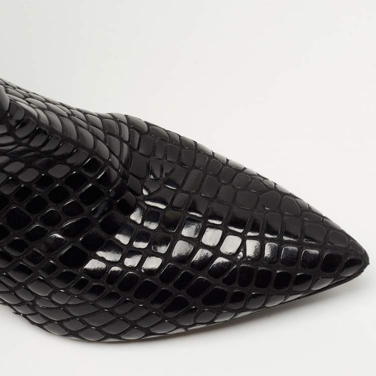Pre Owned The Attico Black Croc Embossed Leather Over the Length Boots Size 39