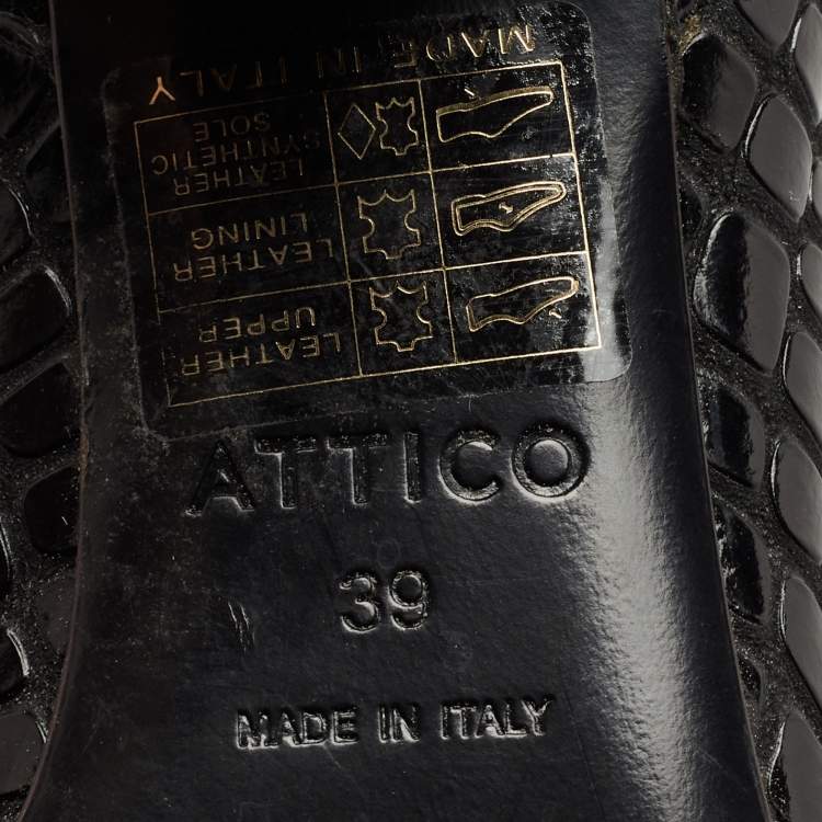 Pre Owned The Attico Black Croc Embossed Leather Over the Length Boots Size 39