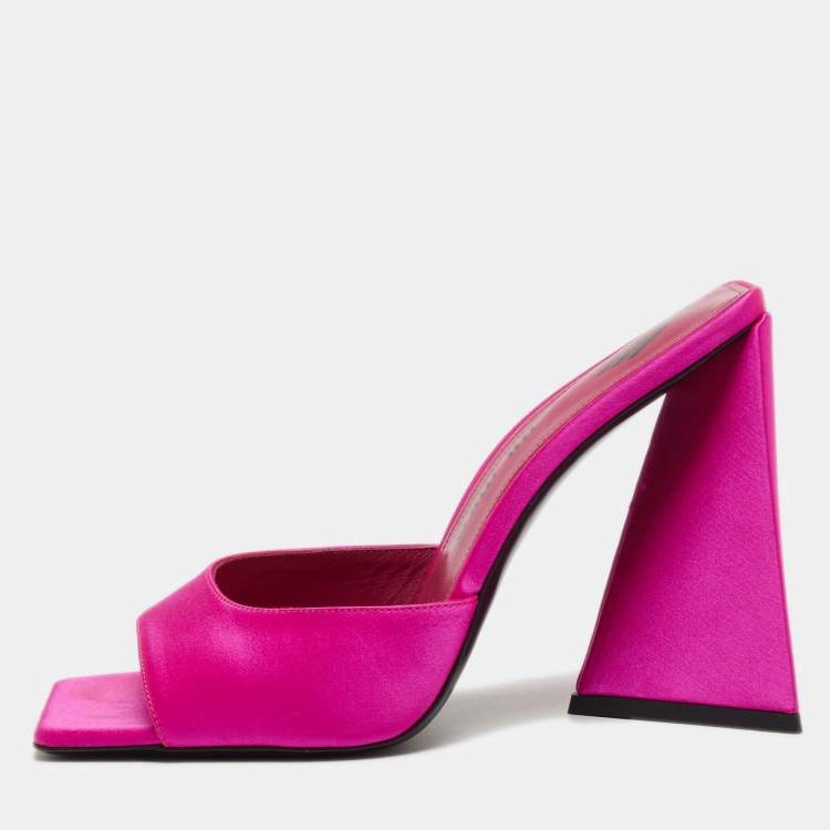 Pre Owned The Attico Pink Satin Devon Slide Size 40