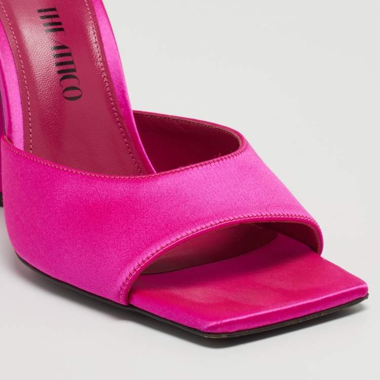 Pre Owned The Attico Pink Satin Devon Slide Size 40