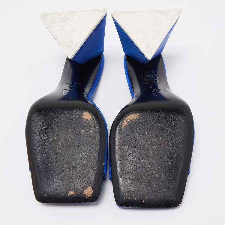 Pre Owned The Attico Blue Satin Devon Slide Sandals Size 37
