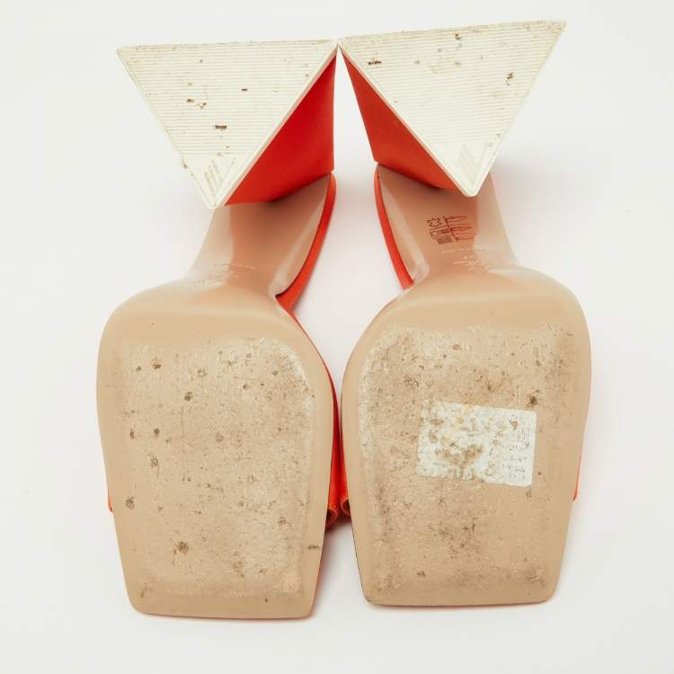 Pre Owned The Attico Orange Satin Devon Slide Sandals Size 37