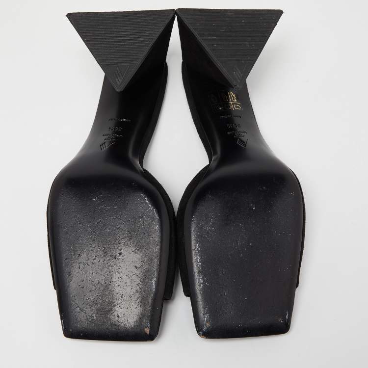 Pre Owned The Attico Black Suede Devon Slide Sandals Size 38.5
