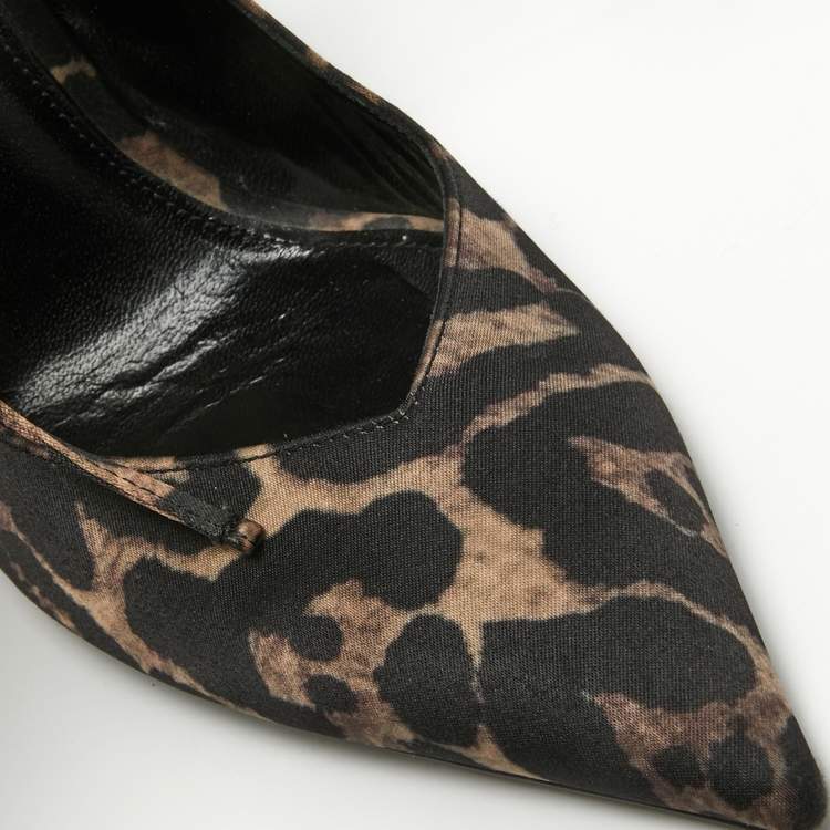 Pre Owned The Attico Beige/Black Leopard Prints Pointed Toe Pumps Size 40