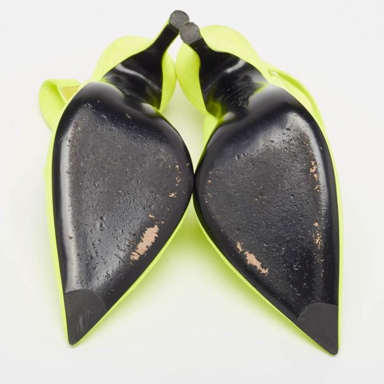 Pre Owned The Attico Green Suede Venus Ankle Wrap Pumps Size 36