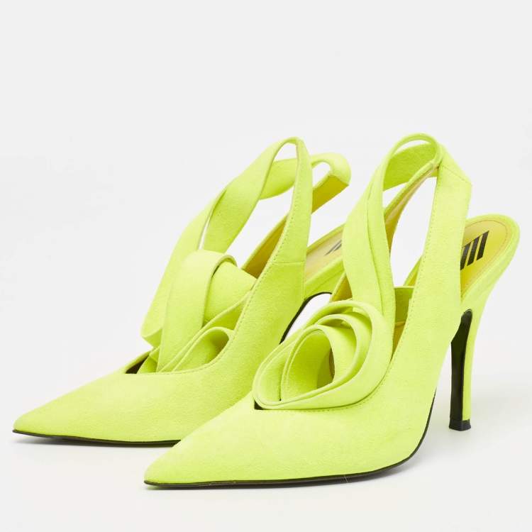 The Attico Green Suede Venus Ankle Wrap Pumps Size 36 The