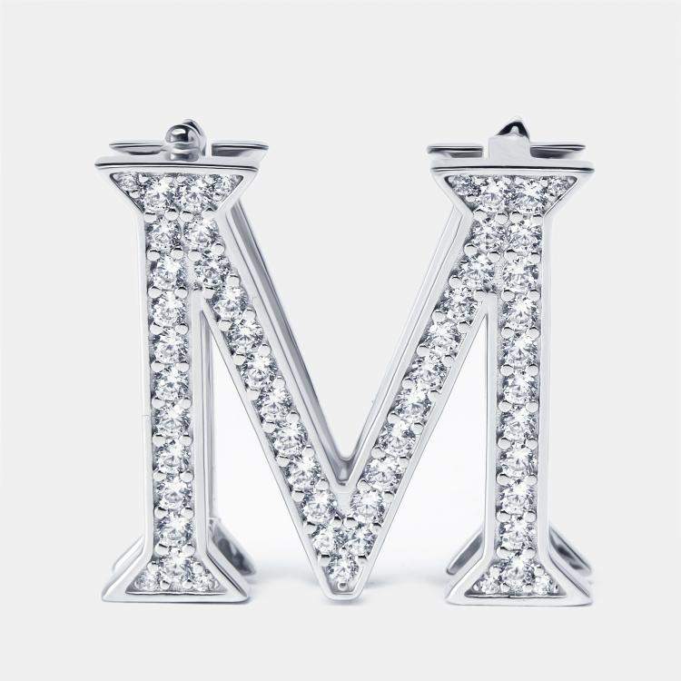 مملوكة مسبقًا Letter M Crystals Sterling Silver Bag Charm