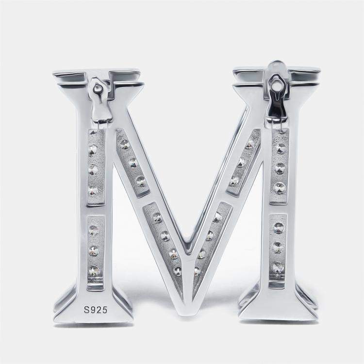 مملوكة مسبقًا Letter M Crystals Sterling Silver Bag Charm