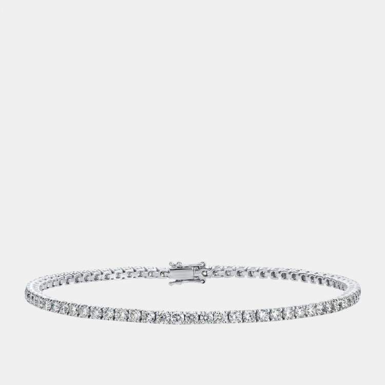 Pre Owned 18k White Gold Stunning 3.50 cts Lab Grown Diamond Tennis Bracelet