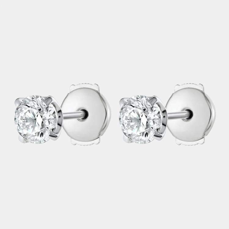 Pre Owned 18k White Gold Classic 2.00 cts Lab Grown Diamond Stud Earrings