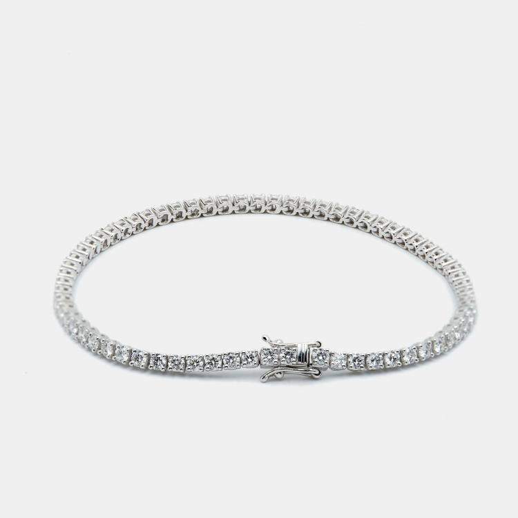 Pre Owned 3.5 cts Round 18k White Gold Lab Grown Diamond Bracelet
