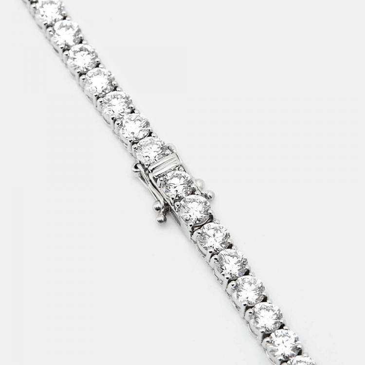 Pre Owned 28.8 cts Round Brilliant Cut 18k White Gold Lab Grown Diamonds Tennis Necklace
