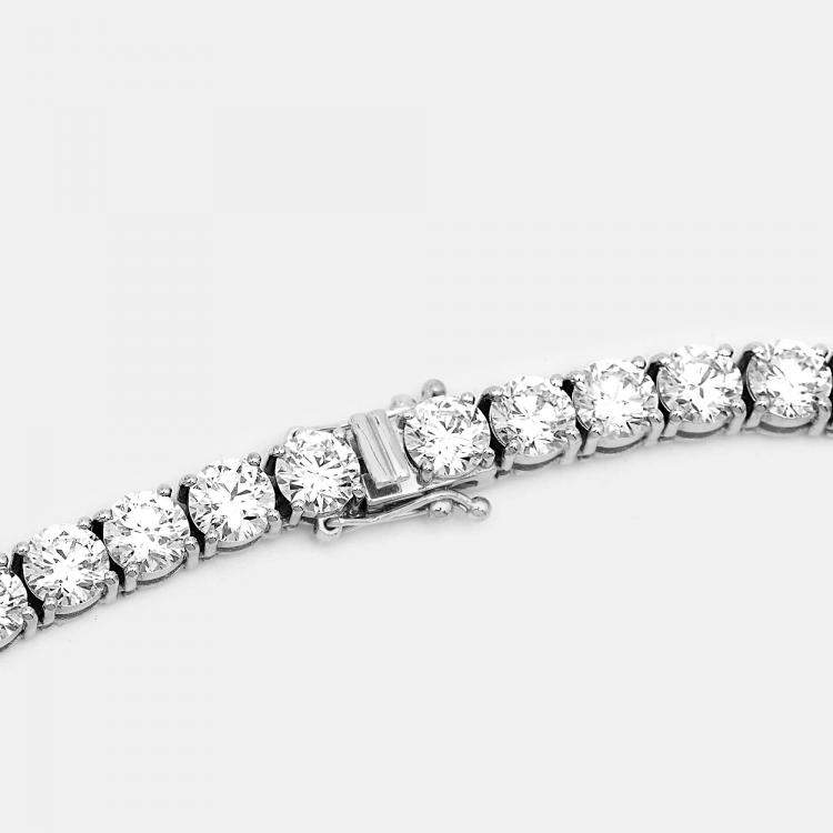 Pre Owned 38.5 cts Round Brilliant 18k White Gold Lab Grown Diamonds Tennis Necklace 