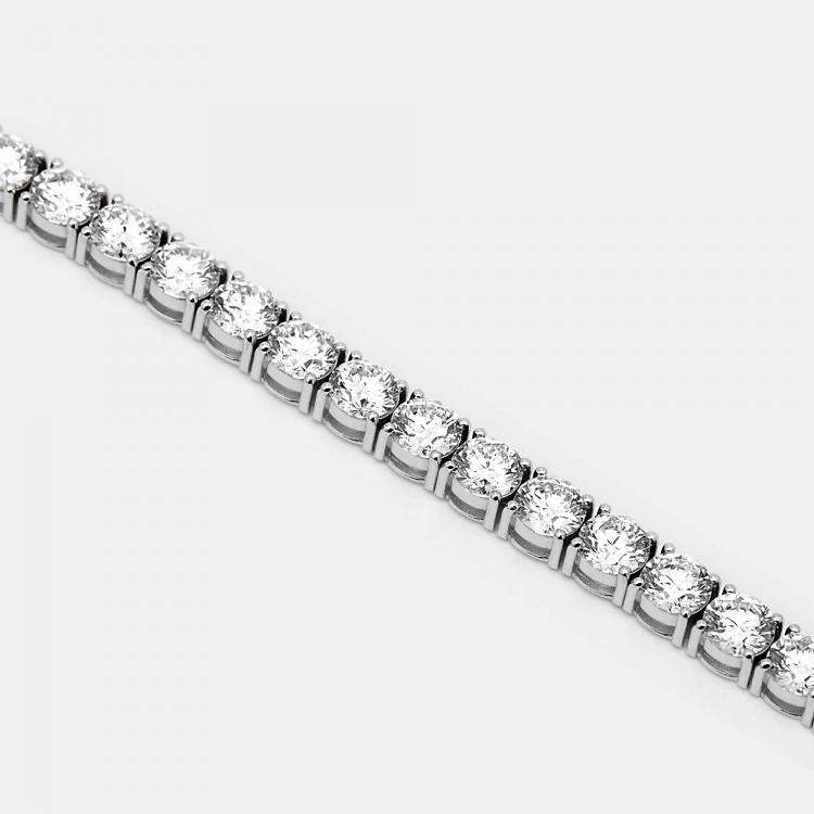 Pre Owned 38.5 cts Round Brilliant 18k White Gold Lab Grown Diamonds Tennis Necklace 