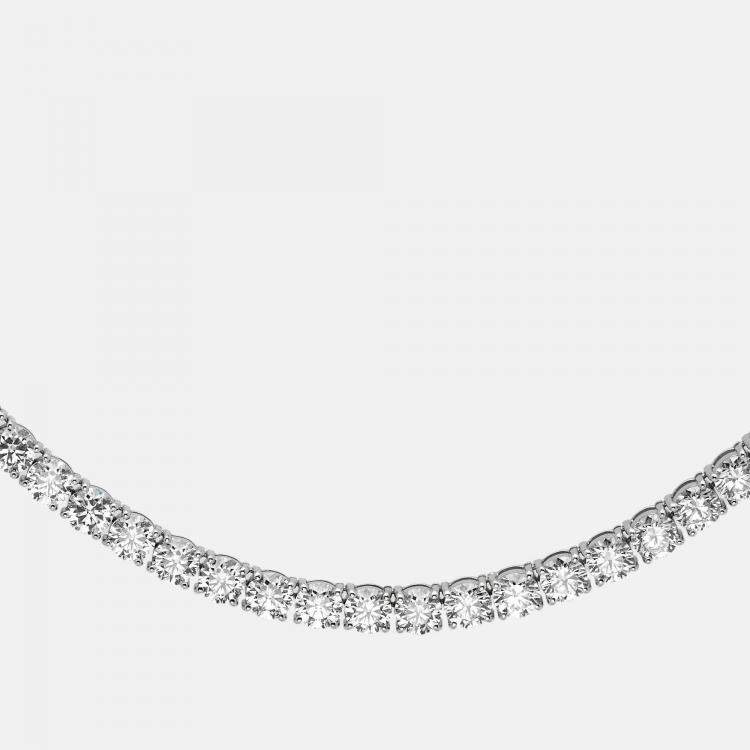 Pre Owned 38.5 cts Round Brilliant 18k White Gold Lab Grown Diamonds Tennis Necklace 