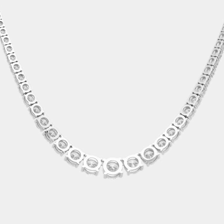 Pre Owned 13.00 cts Round Brilliant Cut 18k White Gold Lab Grown Diamonds Graduating Necklace