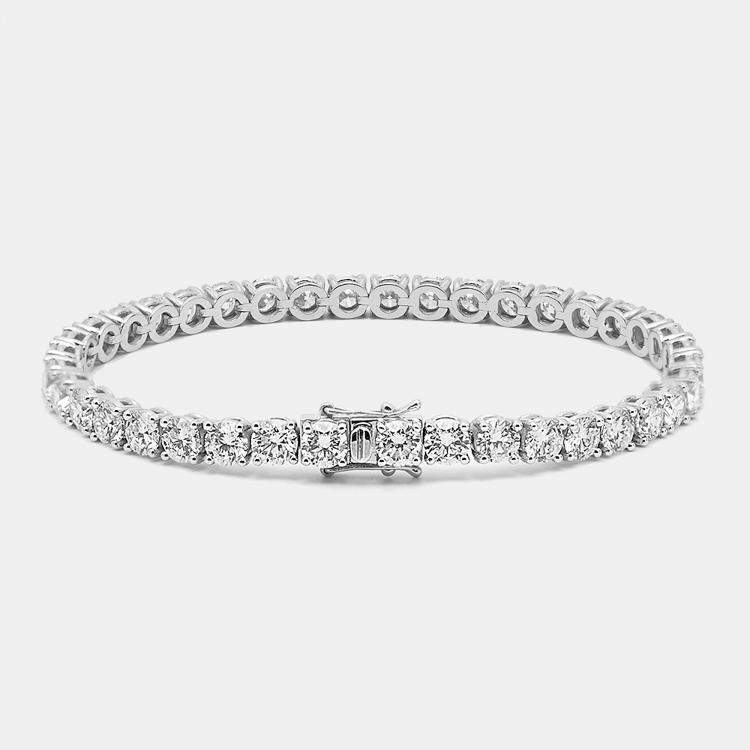 مملوكة مسبقًا 18k White Gold Round Brilliant Cut Lab Grown Diamonds Bracelet (Approx 11 cts)