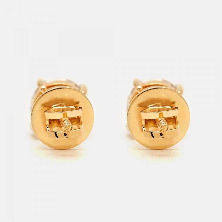 مملوكة مسبقًا 18k Yellow Gold Round Brilliant Cut Lab Grown Diamonds Earrings (Approx 2.00 ct)