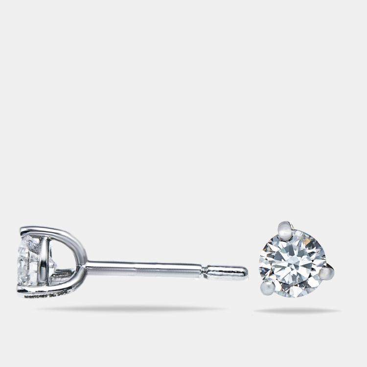 Pre Owned 0.60 cts Round Brilliant Cut 18k White Gold Lab Grown Diamonds Solitaire Stud Earrings