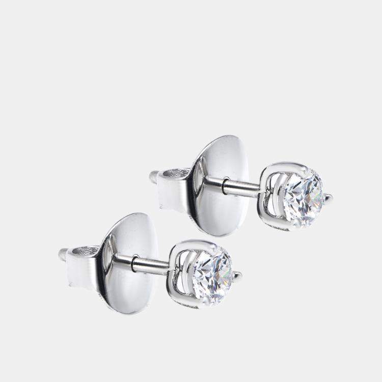 Pre Owned 0.60 cts Round Brilliant Cut 18k White Gold Lab Grown Diamonds Solitaire Stud Earrings
