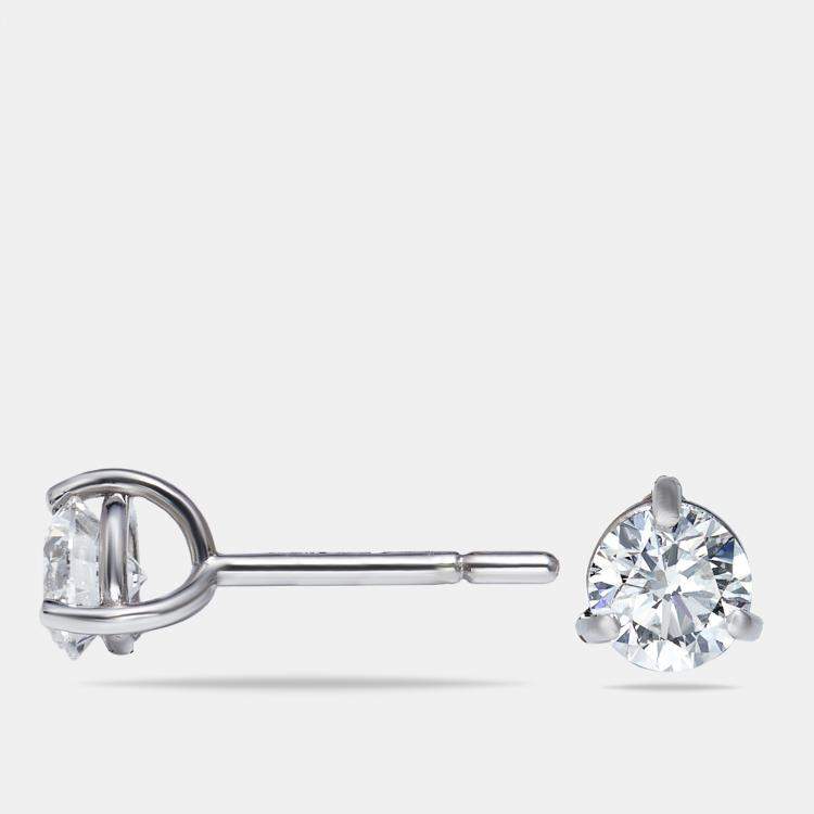 Pre Owned 1.00 cts Round Brilliant Cut 18k White Gold Lab Grown Diamonds Solitaire Stud Earrings