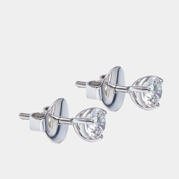 Pre Owned 1.00 cts Round Brilliant Cut 18k White Gold Lab Grown Diamonds Solitaire Stud Earrings