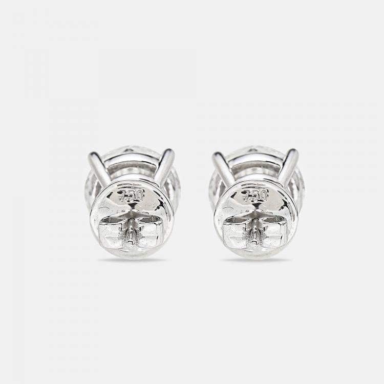 Pre Owned 6.00 cts Round Brilliant Cut 18k White Gold Lab Grown Diamonds Solitaire Stud Earrings