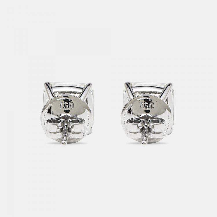 Pre Owned 6.00 cts Asscher Cut 18k White Gold Lab Grown Diamonds Solitaire Stud Earrings
