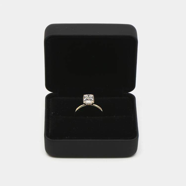 Pre Owned 2.15 cts 18k Yellow Gold Radiant Cut Round Brilliant Lab Grown Diamonds Ring Size 52