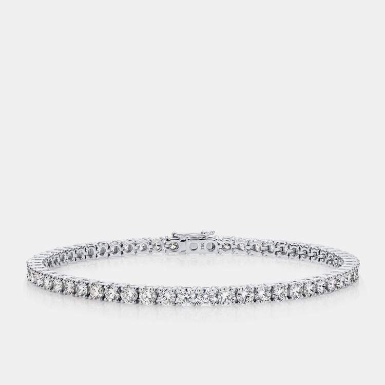 Pre Owned 7.58 cts Round Brilliant Cut Lab Grown Diamond 18k White Gold Tennis Bracelet