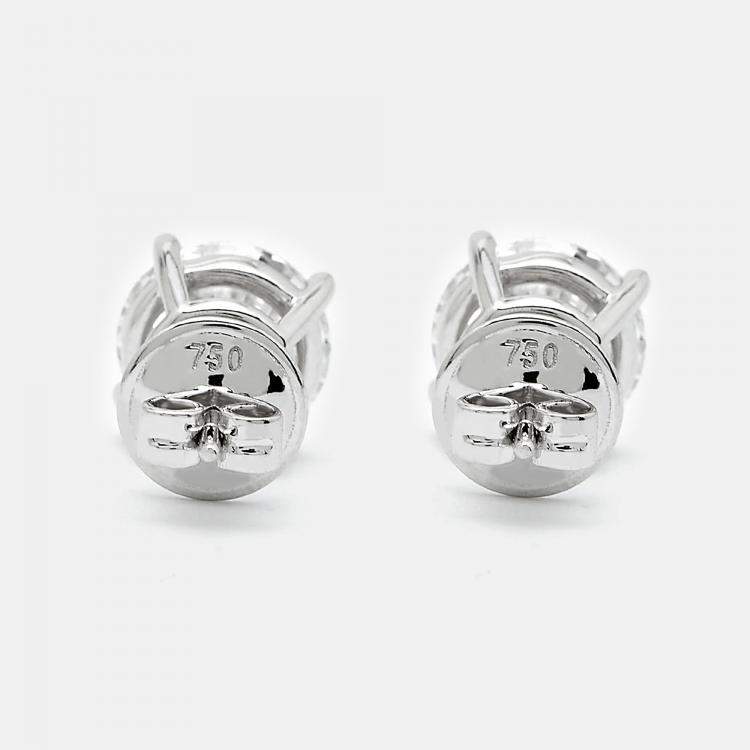 Pre Owned 6.00 cts Round Brilliant Cut 18k White Gold Lab Grown Diamonds Solitaire Stud Earrings